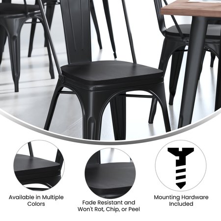 Flash Furniture 4PK Black Poly Resin Seats for Stools & Chairs, 4PK 4-JJ-SEA-PL01-BK-GG